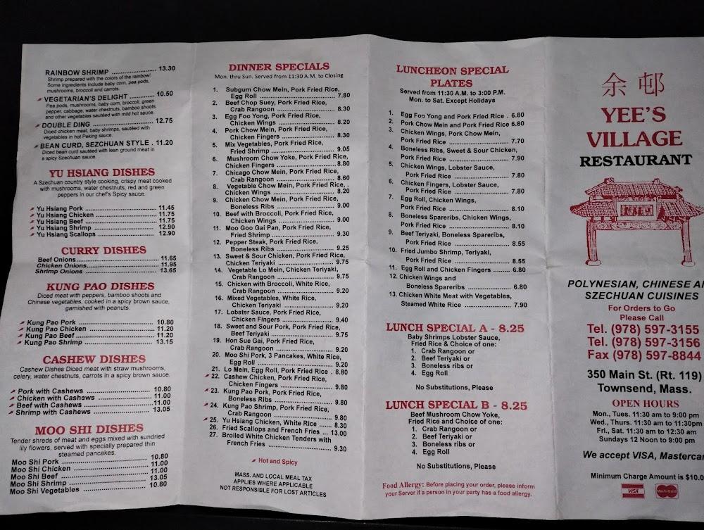 Yee's Village Menu image 2