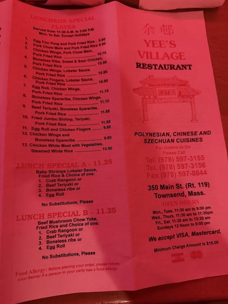Yee's Village Menu image 3